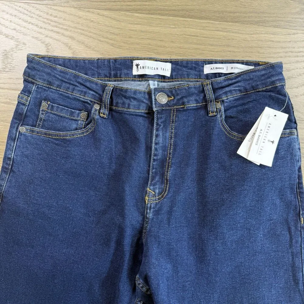 American Tall Jeans Men 34x36 AT Basics J1 Straight Fit Blue Denim Cotton